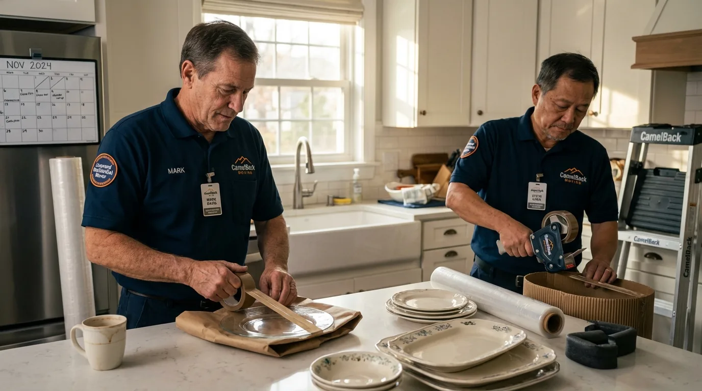 Professional crew packing kitchen dishware in Westfield, NJ